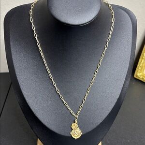 14K Gold Flash Plated Satin Finish Yin Yang and Flower Charm Y-Necklace